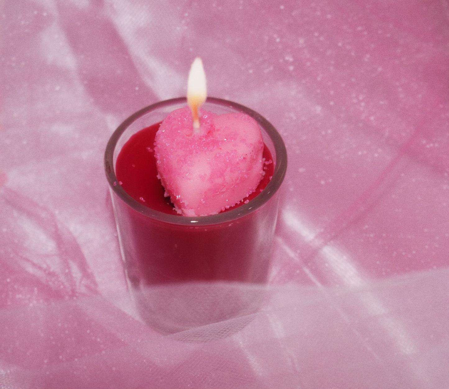 Vanilla Sparkle Heart Candle