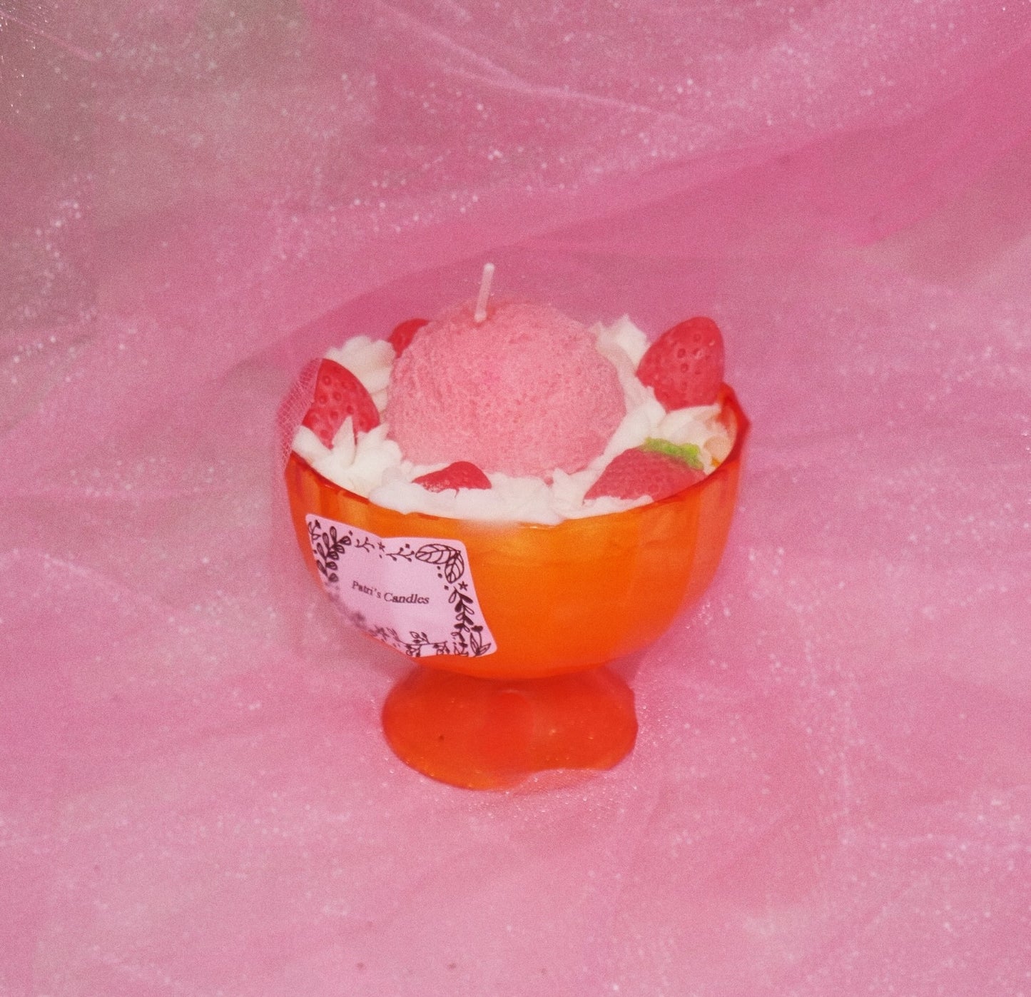 Pink fruit ice cream candle