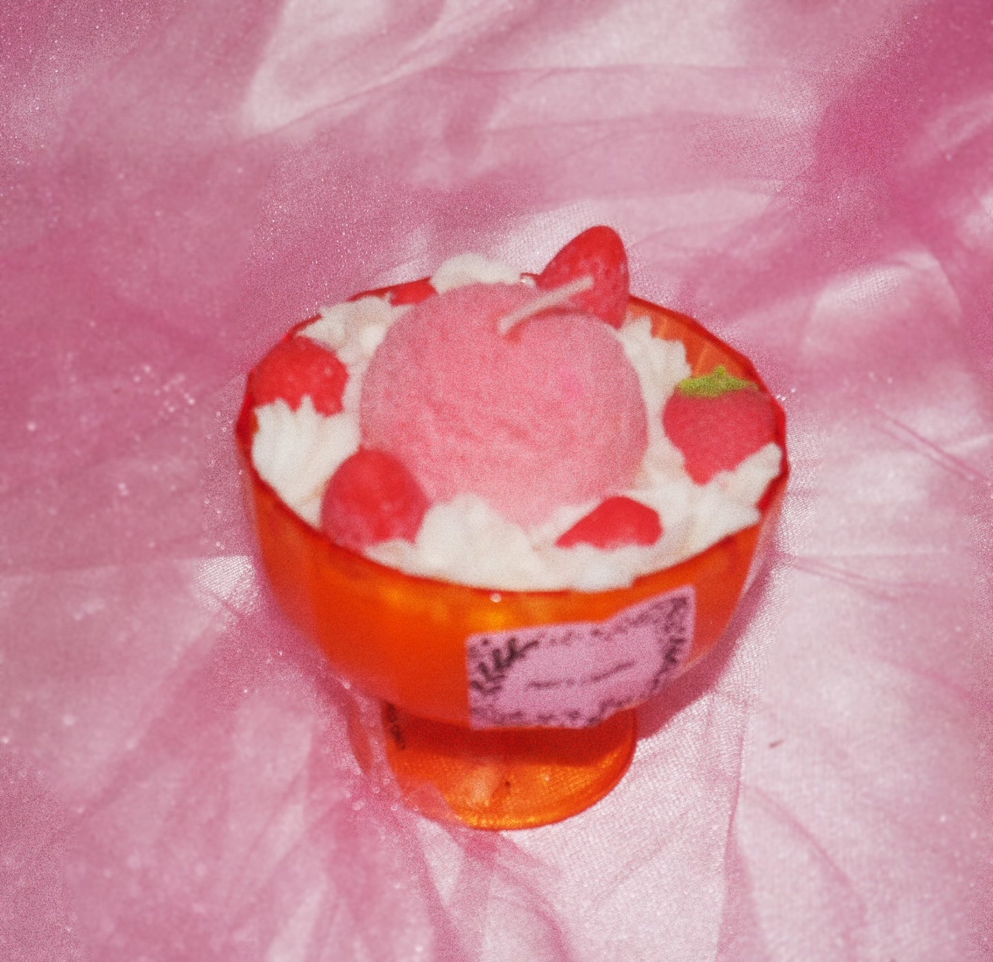 Pink fruit ice cream candle