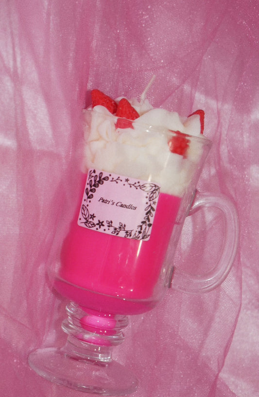 Pink Strawberry Fruit Candle